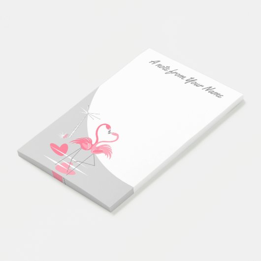 Flamingo Love Large Moon postit notes vertical (Schuin)