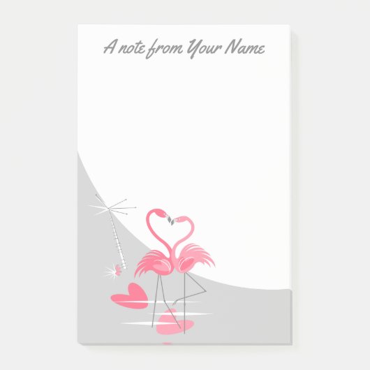 Flamingo Love Large Moon postit notes vertical (Voorkant)