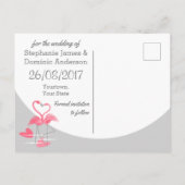 Flamingo Love Large Moon Save Date text vertical Aankondigingskaart (Achterkant)