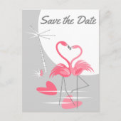 Flamingo Love Large Moon Save Date text vertical Aankondigingskaart (Voorkant)