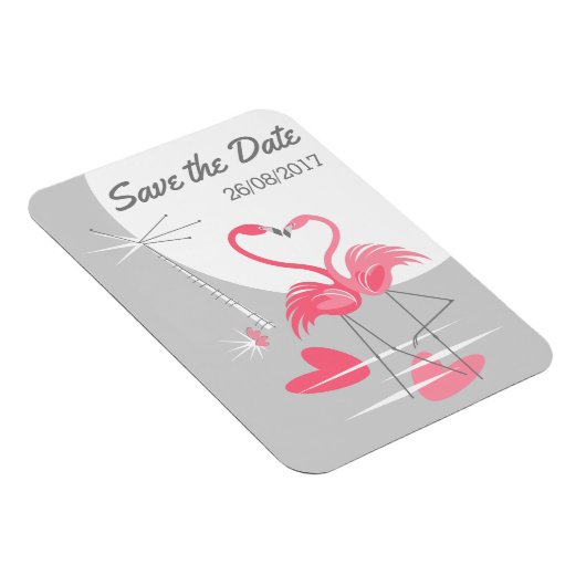 Flamingo Love Large Moon Save the Date date Magneet (Rechterzijde)