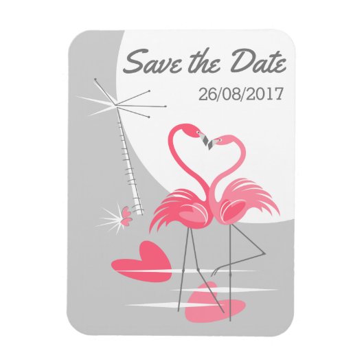 Flamingo Love Large Moon Save the Date date Magneet (Verticaal)
