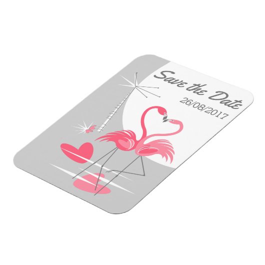 Flamingo Love Large Moon Save the Date date Magneet (Linkerzijde)