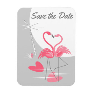 Flamingo Love Large Moon Save the Date Flexible Magneet