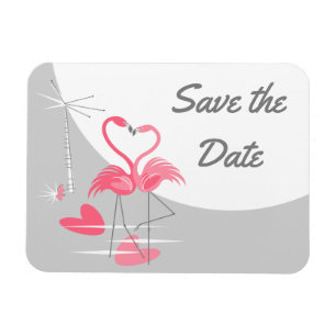 Flamingo Love Large Moon Save the Date Landscape Magneet