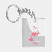 Flamingo Love Large Moon sleutelhanger acrylvierka (Voorkant Links)