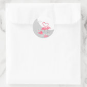 Flamingo Love Large Moon sticker round (Tas)