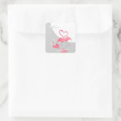 Flamingo Love Large Moon sticker square (Tas)