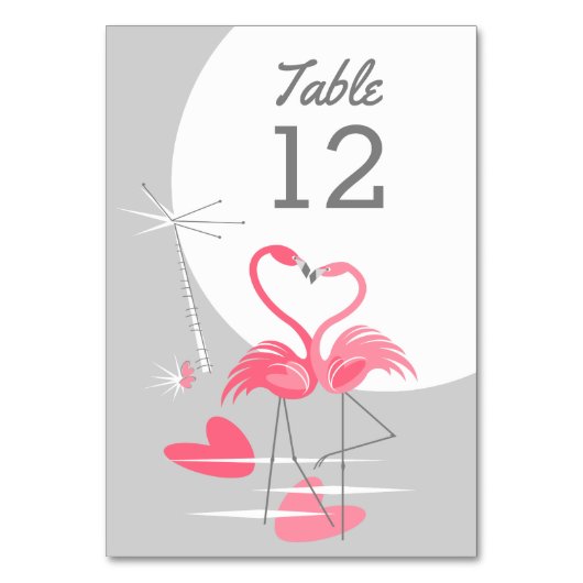 Flamingo Love Large Moon table card Kaart (Voorkant)