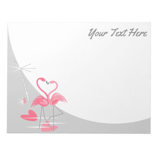Flamingo Love Large Moon Text notepad horizontaal Notitieblok (Voorkant)