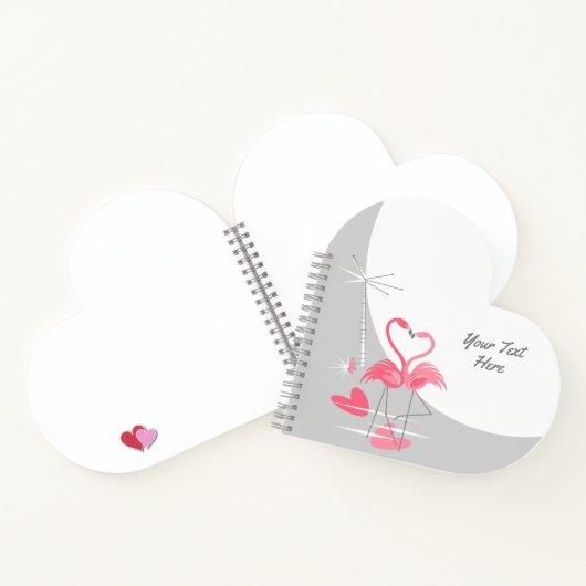 Flamingo Love Large Moon Text notitieboek hart (Binnen)