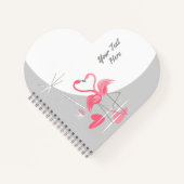 Flamingo Love Large Moon Text notitieboek hart (Voorkant)
