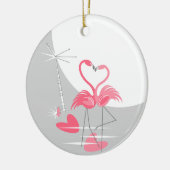 Flamingo Love Large Moon text ornament round (Links)