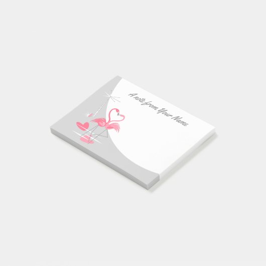 Flamingo Love Large Moon Text post-it notes (Schuin)