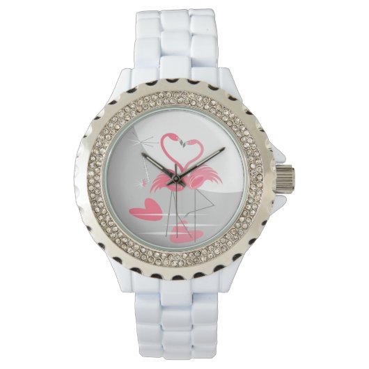 Flamingo Love Large Moon watch Horloge (Voorkant)