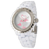 Flamingo Love Large Moon watch Horloge (Gekanteld)