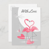 Flamingo Love Large Moon with Love briefkaart (Voorkant / Achterkant)