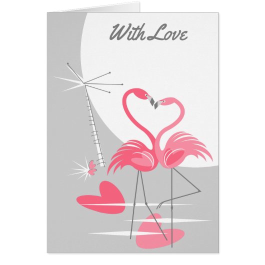 Flamingo Love Large Moon with Love text (Voorkant)