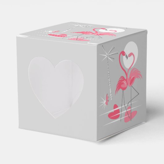 Flamingo Love-liefdesbox hart Bedankdoosjes (Voorkant Zijde)