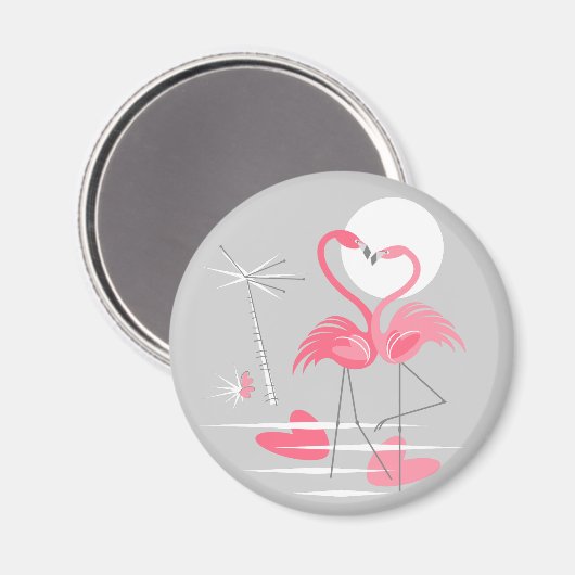 Flamingo Love magnet round (Voorkant / Achterkant)