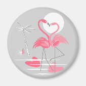 Flamingo Love magnet round (Voorkant)