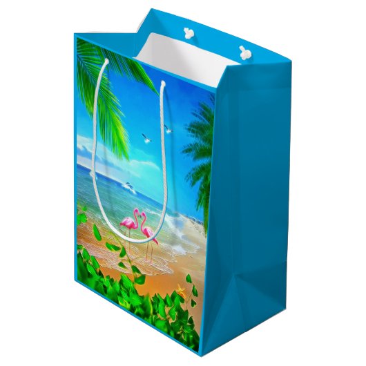 Flamingo Love Medium Cadeauzakje (Achterkant Gekanteld)