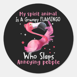 Flamingo Love Mijn geestdier is chagrijnig Flaming Ronde Sticker