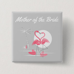 Flamingo Love Moeder van het Bride-knoopvierkant Vierkante Button 5,1 Cm