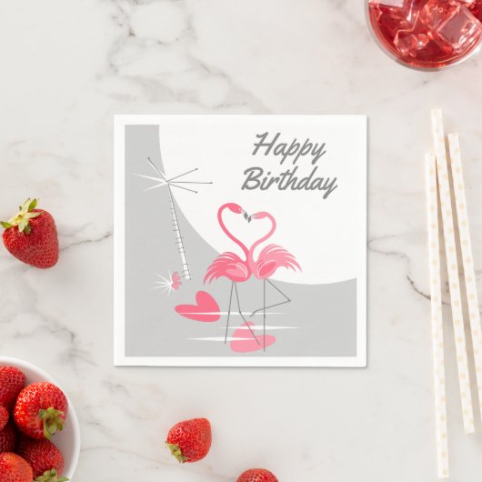 Flamingo Love Moon Birthday paper inapkins Servet (Insitu)