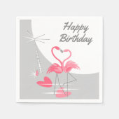 Flamingo Love Moon Birthday paper inapkins Servet (Voorkant)
