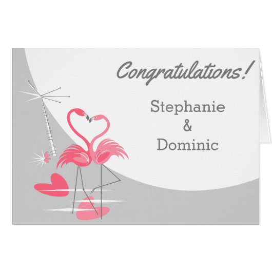 Flamingo Love Moon Gefeliciteerd Names Text (Voorkant Horizontaal)