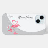 Flamingo Love Moon Naam iPhone hoesje horizontaal (Achterkant (horizontaal))
