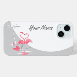 Flamingo Love Moon Naam iPhone hoesje horizontaal