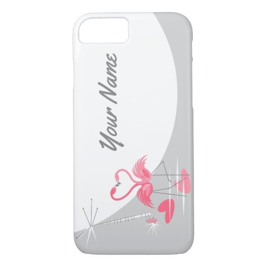 Flamingo Love Moon Name iPhone 7 hoesje horizontaa (Achterkant)