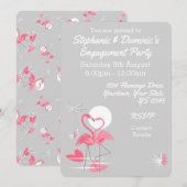 Flamingo Love Multi back Verloving uitnodiging (Voorkant / Achterkant)