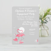 Flamingo Love Multi back Verloving uitnodiging (Staand voorkant)