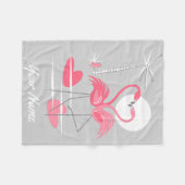 Flamingo Love Name fleece deken (Voorkant (Horizontaal))