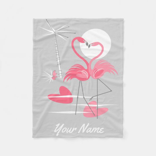 Flamingo Love Name fleece deken (Voorkant)