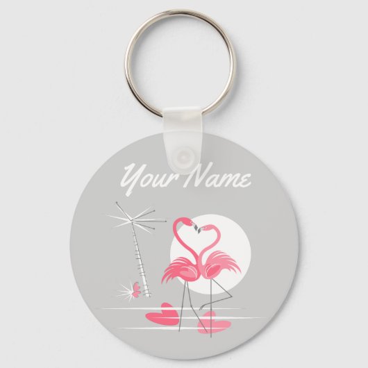 Flamingo Love Name sleutelhanger Basic (Voorkant)
