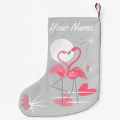 Flamingo Love Name stocking two-side Kleine Kerstsok (Achterkant)