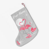 Flamingo Love Name stocking two-side Kleine Kerstsok (Achterkant (Hangend))