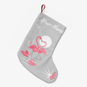 Flamingo Love Name stocking two-side Kleine Kerstsok (Voorkant (Hangend))