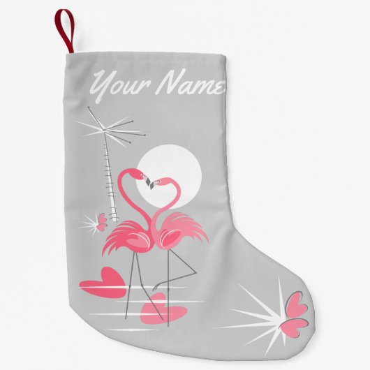 Flamingo Love Name stocking two-side Kleine Kerstsok (Voorkant)
