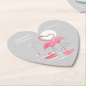 Flamingo Love Names Date onderzetter hart (Gekanteld)