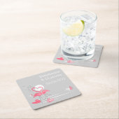 Flamingo Love Names Datum onderzetter plein (Insitu)