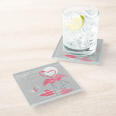 Flamingo Love onderzetter glass (Schuin)