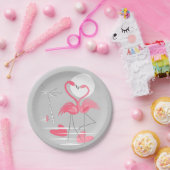 Flamingo Love paper borden Papieren Bordje (Feest)