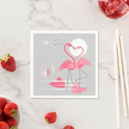 Flamingo Love paper napkins Servetten (Insitu)