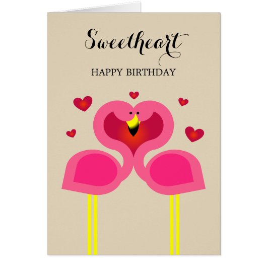 Flamingo Love Persoonlijke Birthday Kaart (Voorkant)