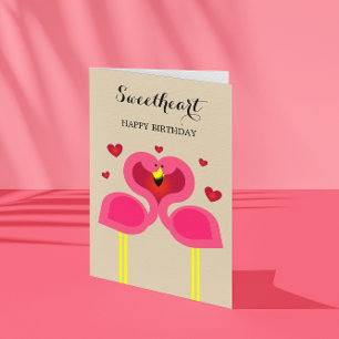 Flamingo Love Persoonlijke Birthday Kaart